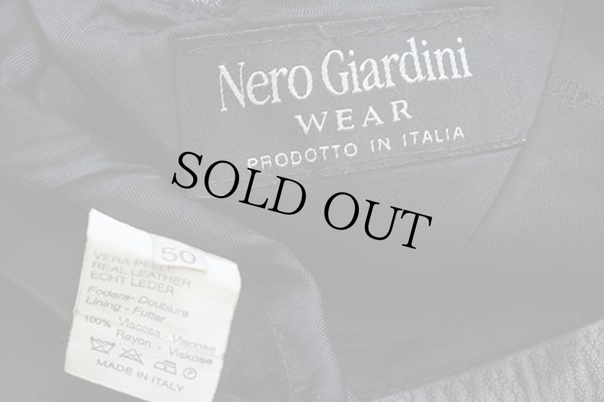 画像4: イタリア製 Nero Giardini スタンドカラー シングルライダース レザージャケット 黒 50 (4)