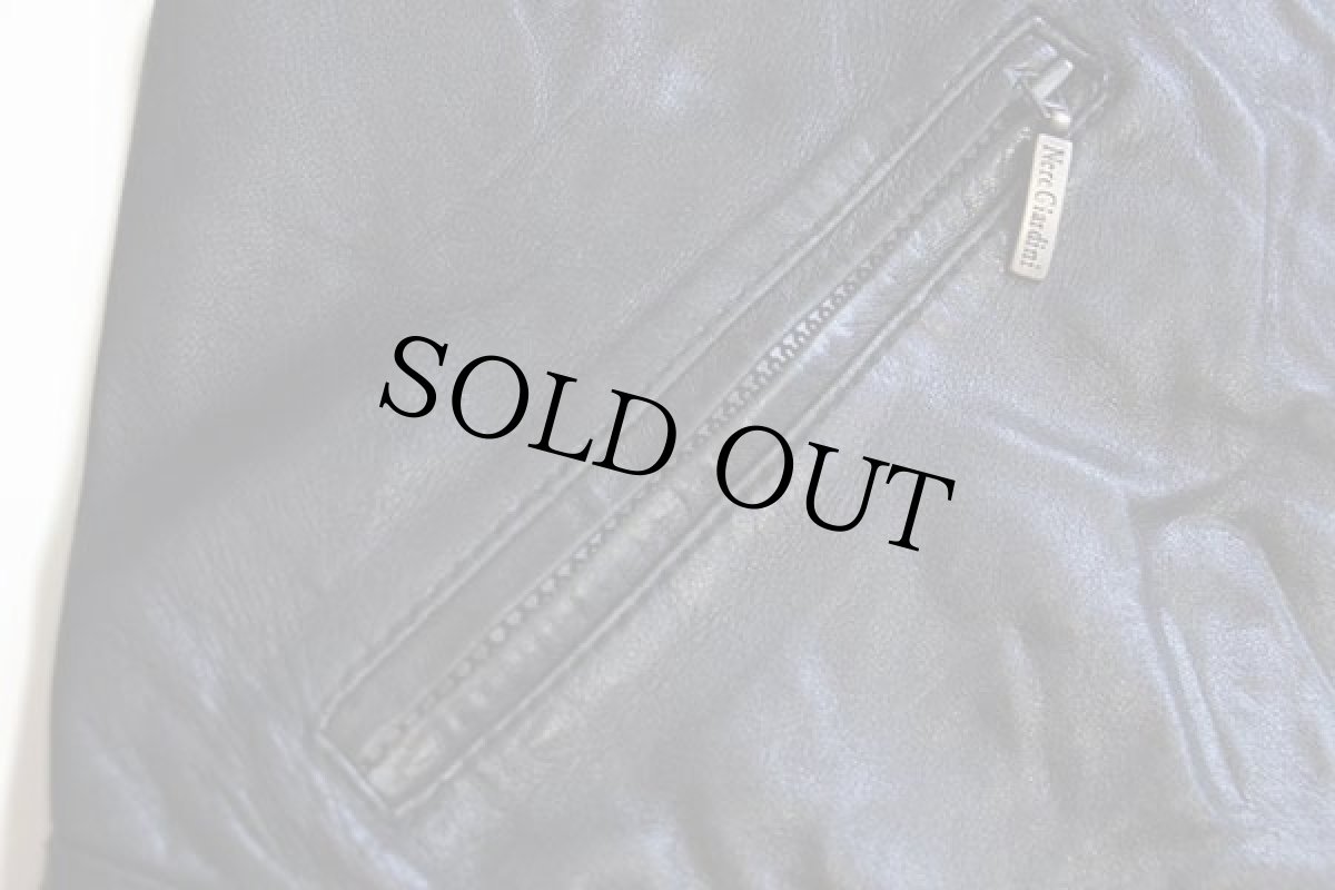 画像6: イタリア製 Nero Giardini スタンドカラー シングルライダース レザージャケット 黒 50 (6)