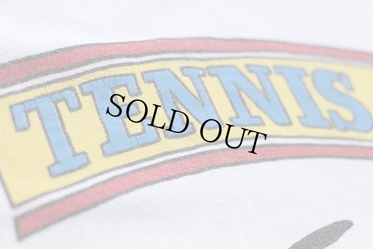 画像4: 80s SNOOPYスヌーピー ウッドストック TENNIS CUP テニス コットン スウェット 白 (4)