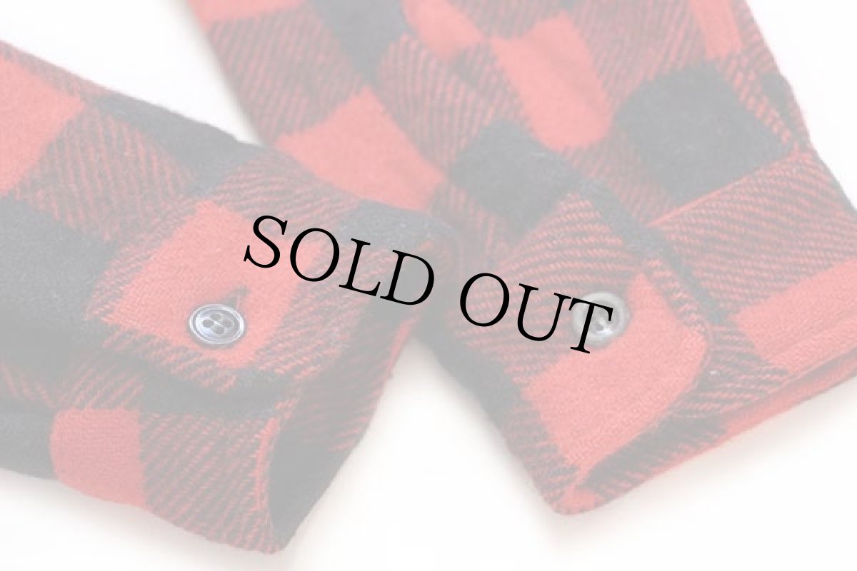 画像6: 60s MONTGOMERY WARD BRENT マチ付き バッファローチェック ウールシャツ 赤×黒 M (6)