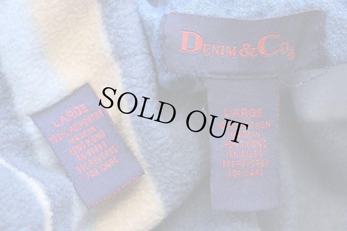 画像4: 90s DENIM&Co. ラグ柄 フリースライナー付き デニム ダッフルコート L (4)