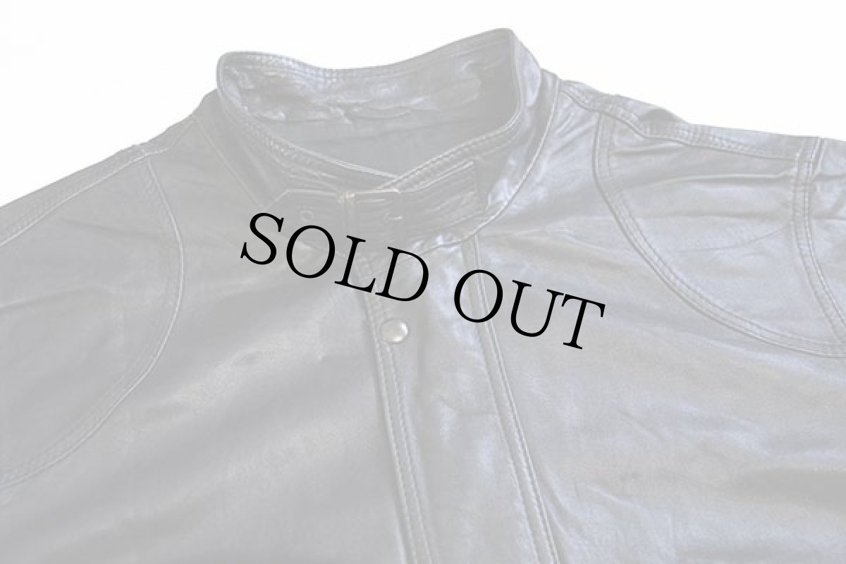 画像3: イタリア製 Nero Giardini スタンドカラー シングルライダース レザージャケット 黒 50 (3)