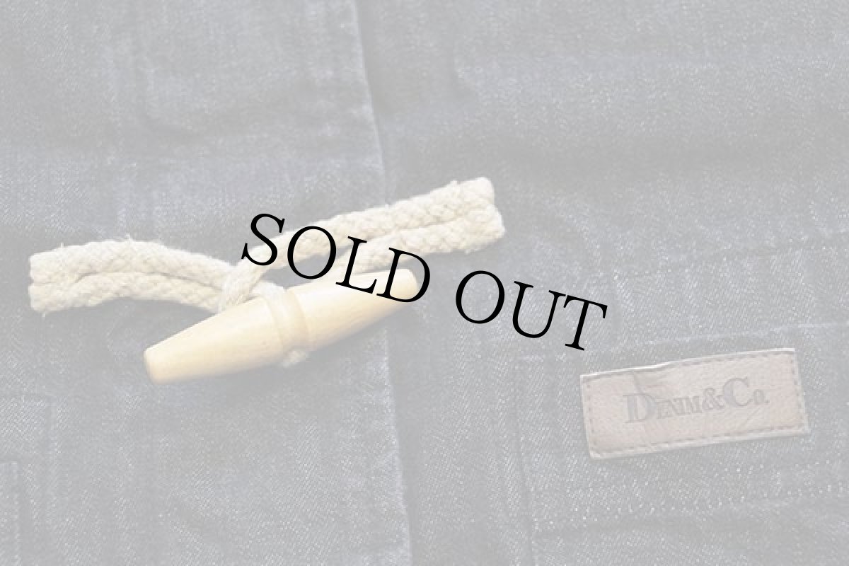 画像6: 90s DENIM&Co. ラグ柄 フリースライナー付き ブラック デニム ダッフルコート M (6)