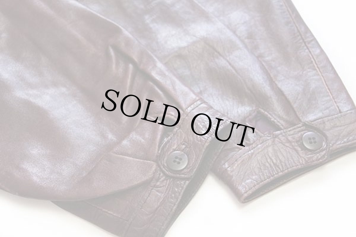 画像7: 80s UNKNOWN ヨーク切り替え レザージャケット 赤茶 56 (7)