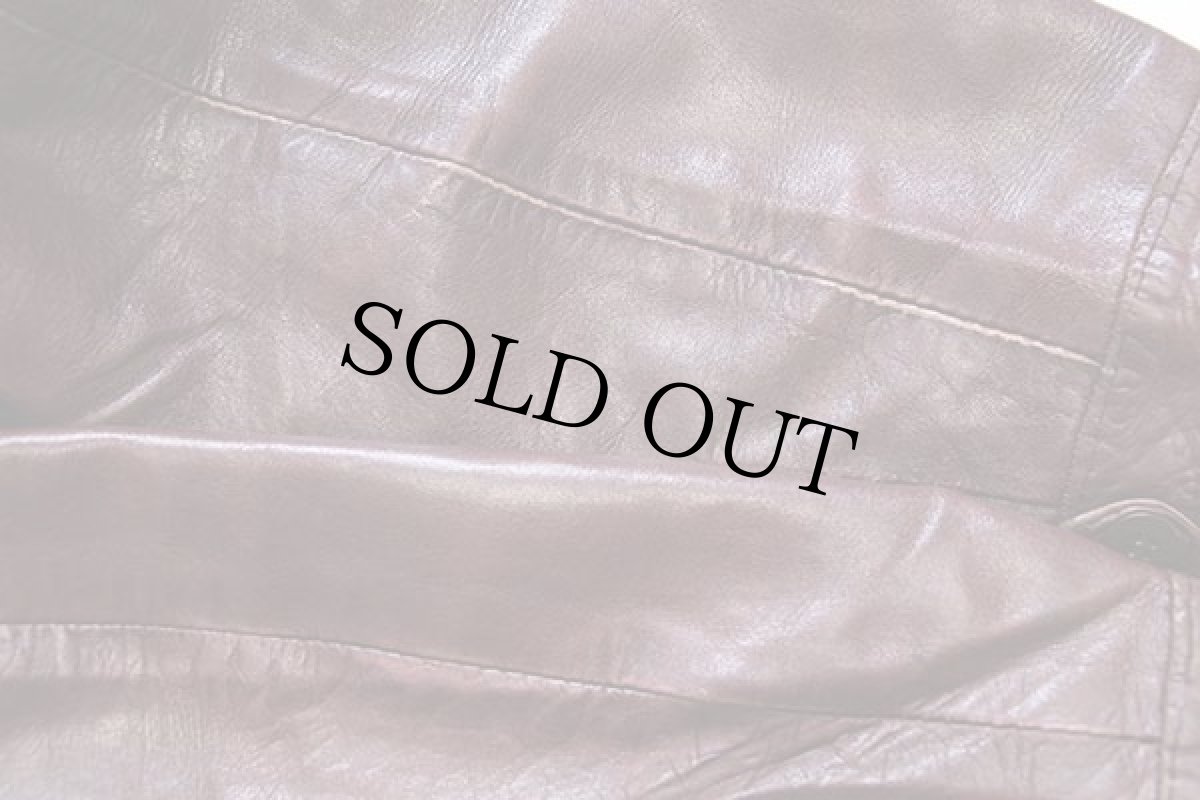 画像6: 80s UNKNOWN ヨーク切り替え レザージャケット 赤茶 56 (6)