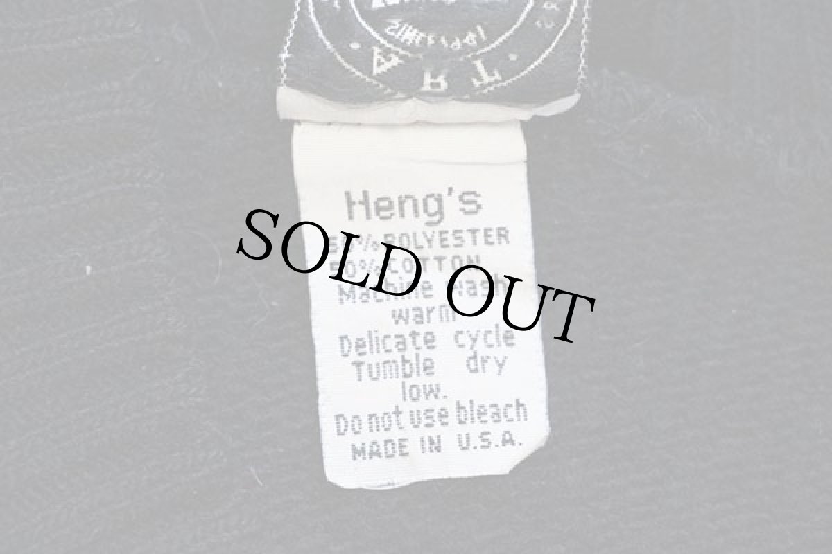 画像5: 80s USA製 Heng's ストライプ 切り替え パッチ付き ポリエステル×コットンニット セーター 黒×黄土色 (5)