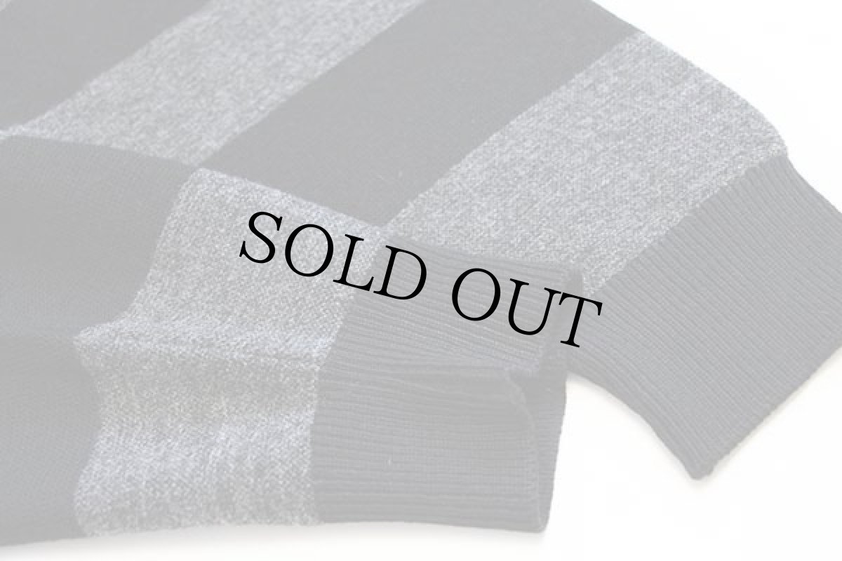 画像5: 80s フランス製 CHEMISE LACOSTE ラコステ 太ボーダー ウール×アクリルニット セーター 黒×グレー 6 (5)