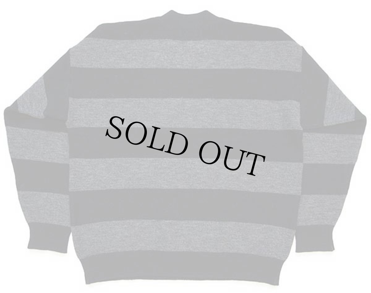 画像2: 80s フランス製 CHEMISE LACOSTE ラコステ 太ボーダー ウール×アクリルニット セーター 黒×グレー 6 (2)