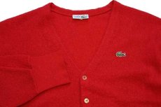 画像4: 70s フランス製 CHEMISE LACOSTE ラコステ ワンポイント パール編み ウールニット カーディガン 赤 5 (4)