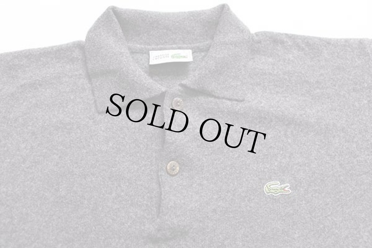 画像3: 80s スペイン製 CHEMISE LACOSTE ラコステ ワンポイント ラムウールニット ポロシャツ チャコールグレー 5 (3)