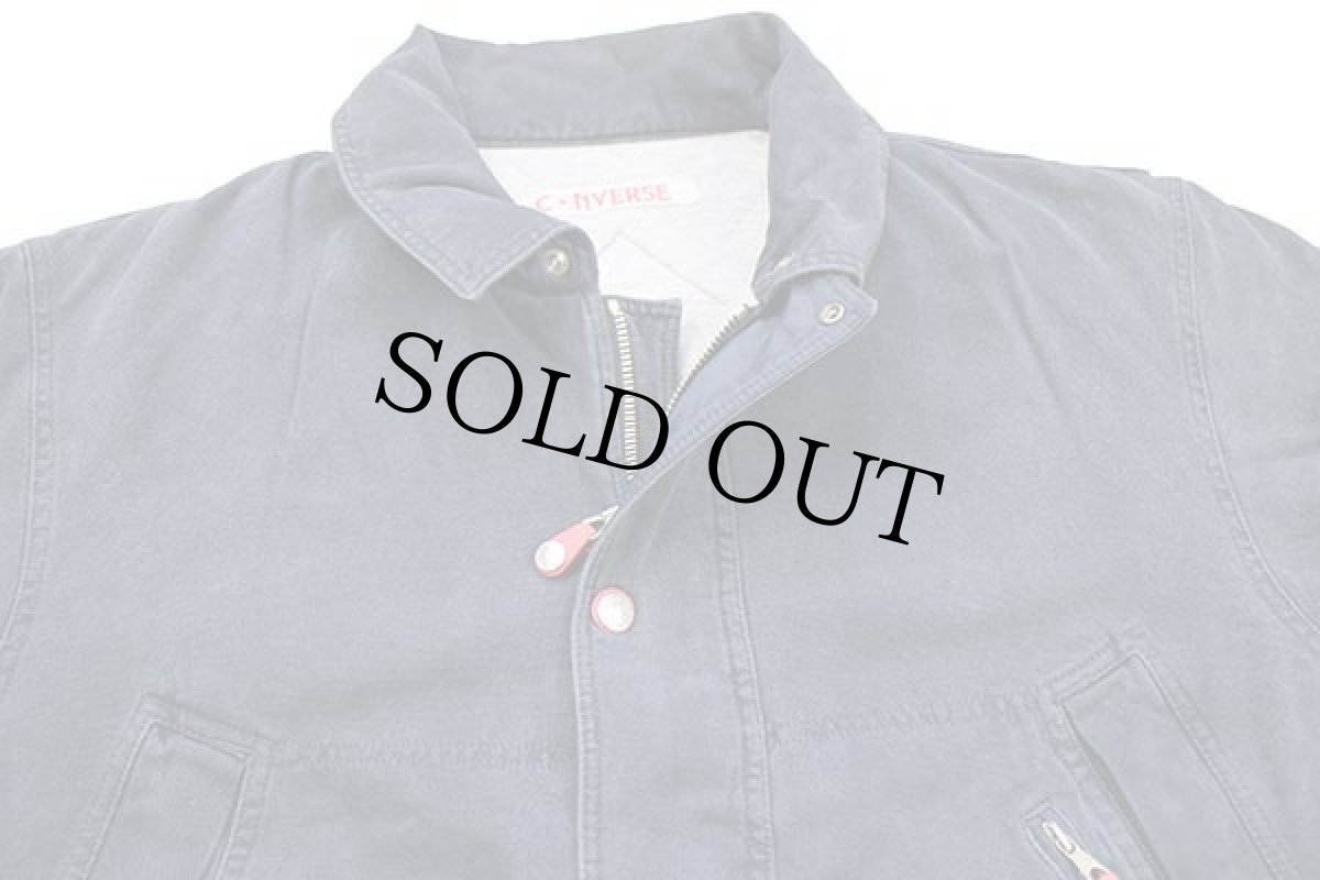 画像4: 90s CONVERSEコンバース スウェット キルティングライナー ダックジャケット 紺 (4)