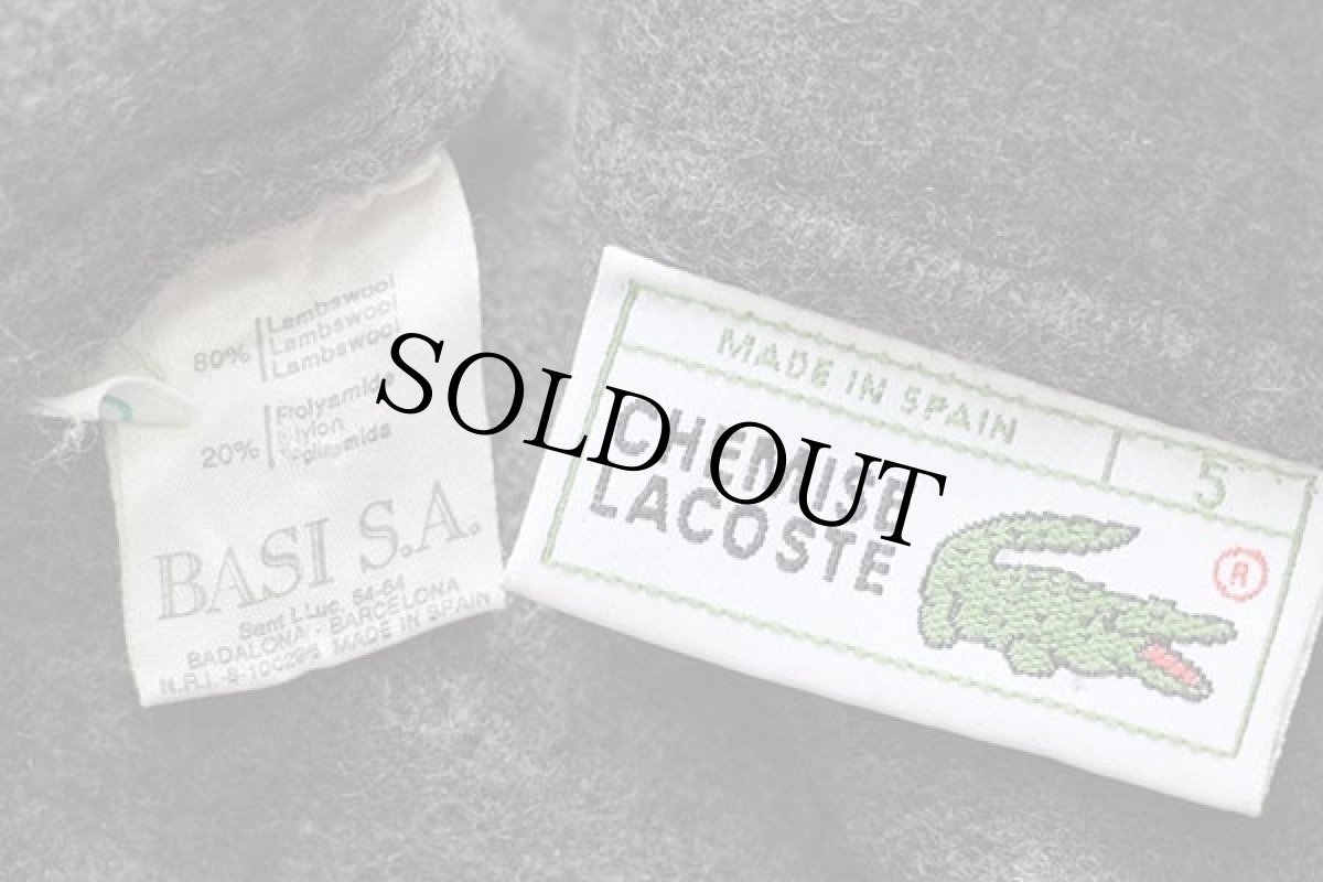 画像4: 80s スペイン製 CHEMISE LACOSTE ラコステ ワンポイント ラムウールニット ポロシャツ チャコールグレー 5 (4)