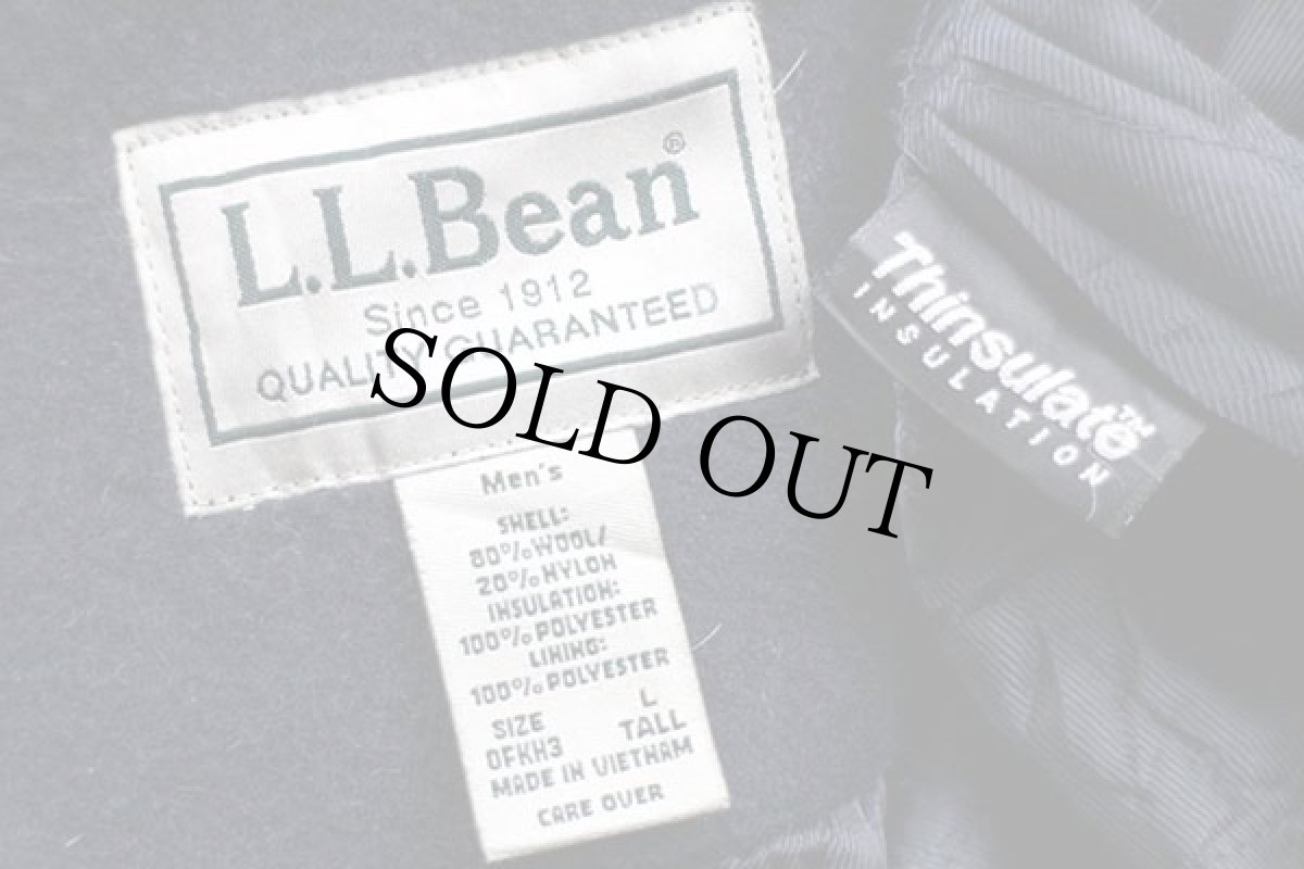 画像4: L.L.Bean 無地 Thinsulate キルティングライナー ウールジャケット 濃紺 L-T (4)