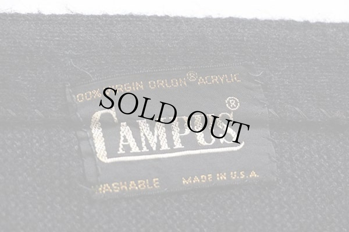 画像4: 70s USA製 CAMPUS マルチストライプ パール編み アクリルニット カーディガン 黒 (4)