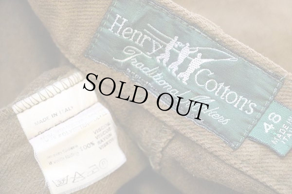 画像6: 90s イタリア製 Henry Cotton's ツータック スラックス モールスキンパンツ ブラウン 48 (6)