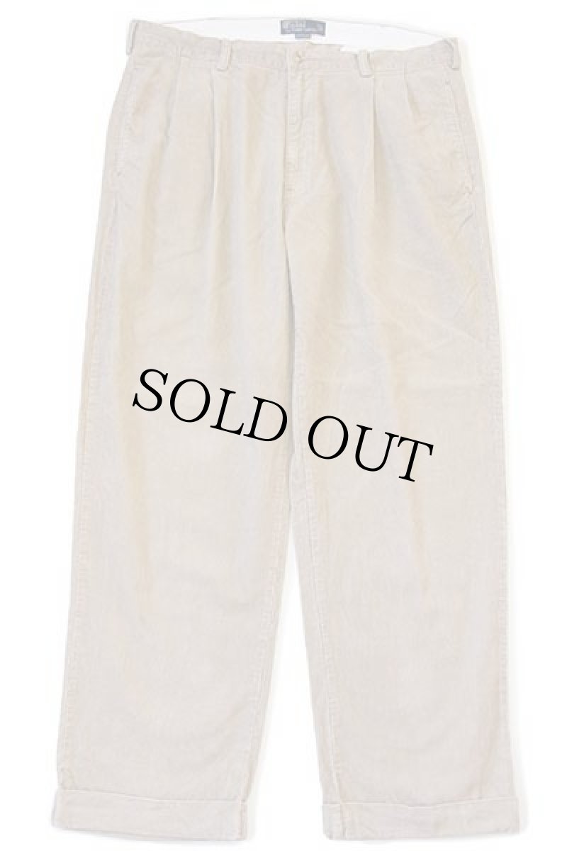 画像2: 00s ポロ ラルフローレン HAMMOND PANT ツータック コットン コーデュロイパンツ ベージュ w38 L30★09 (2)