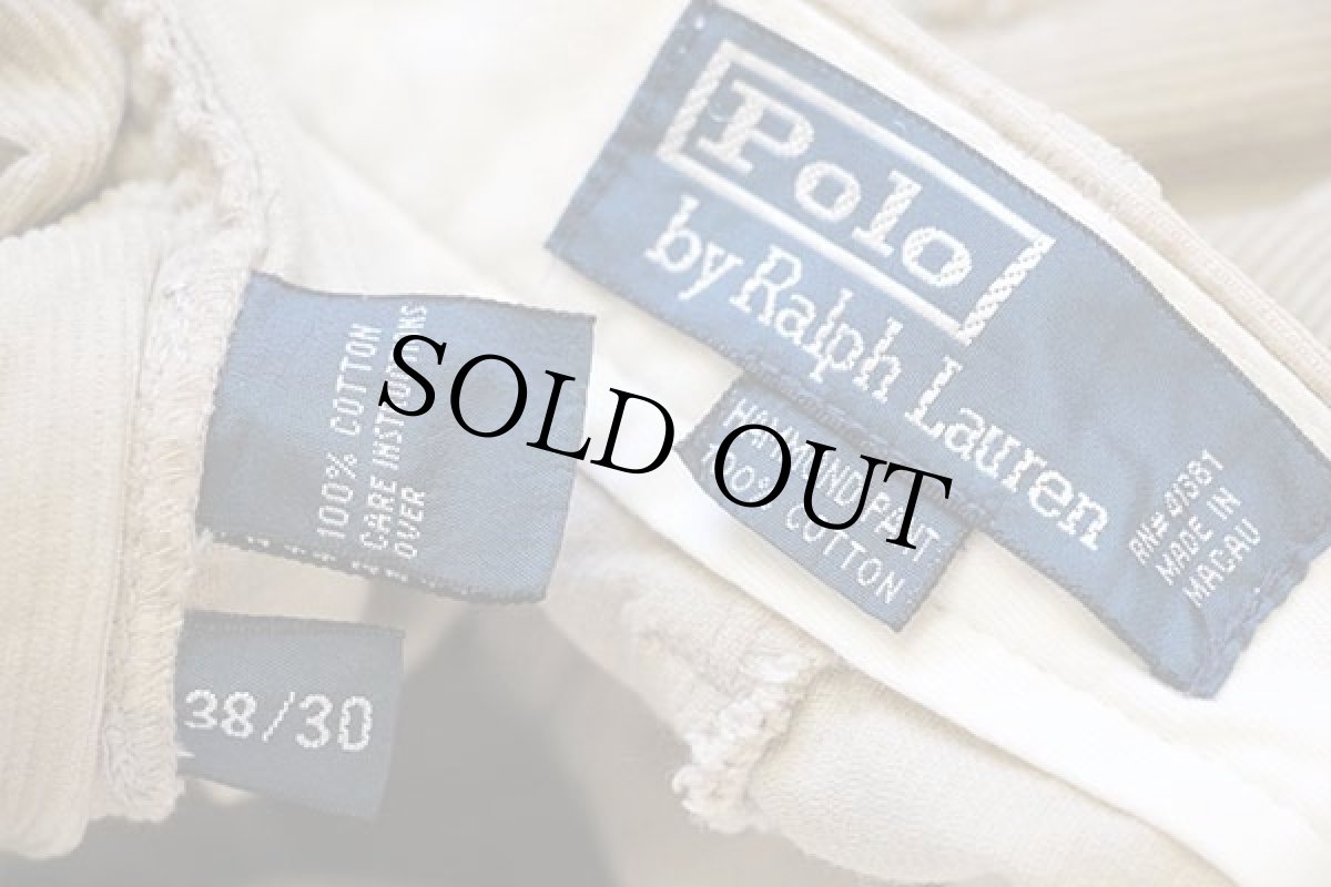 画像6: 00s ポロ ラルフローレン HAMMOND PANT ツータック コットン コーデュロイパンツ ベージュ w38 L30★09 (6)