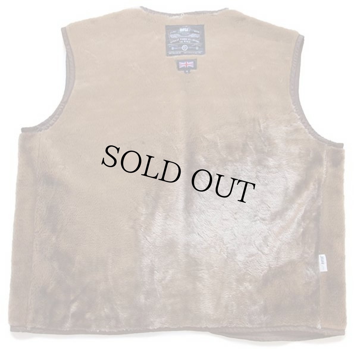 画像2: 90s 英国製 RIFLE パイルライナー ボア ベスト ブラウン (2)