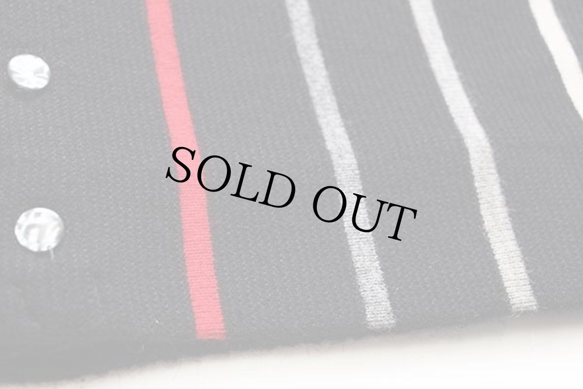 画像5: 70s USA製 CAMPUS マルチストライプ パール編み アクリルニット カーディガン 黒 (5)