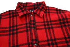 画像3: 80s USA製 Woolrichウールリッチ チェック プルオーバー ウールジャケット 赤×黒 XL (3)