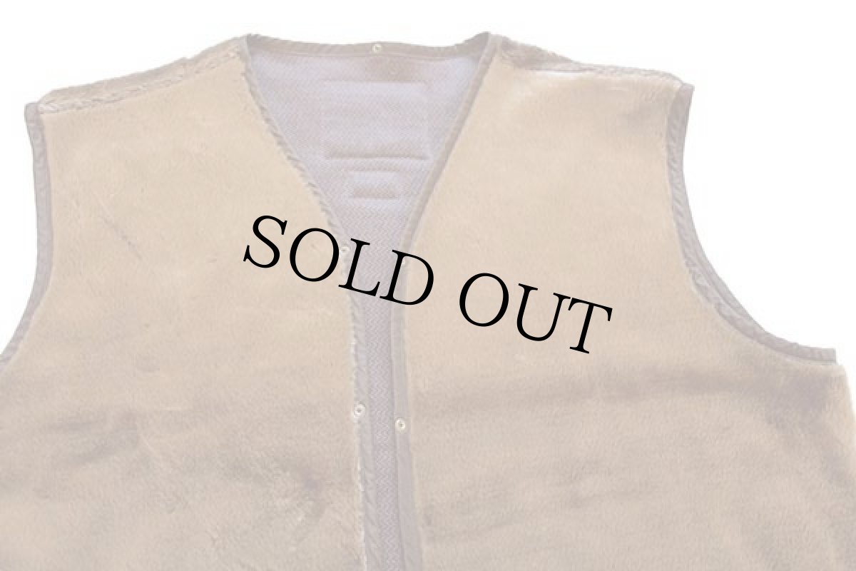 画像3: 90s 英国製 RIFLE パイルライナー ボア ベスト ブラウン (3)