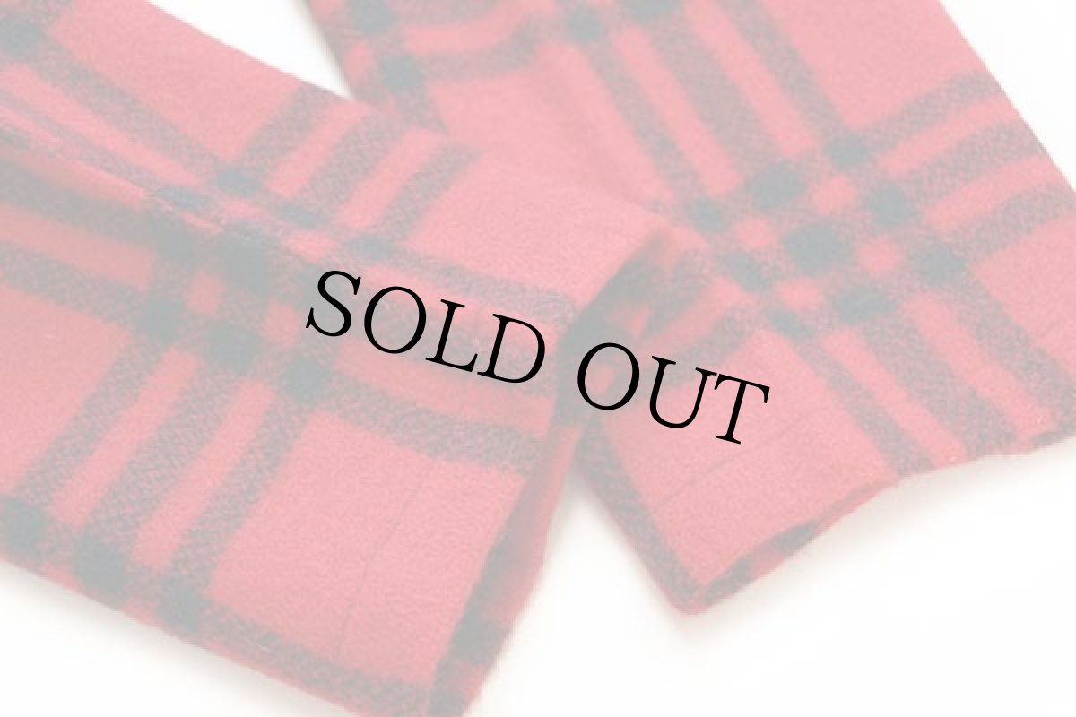 画像5: 80s USA製 Woolrichウールリッチ チェック プルオーバー ウールジャケット 赤×黒 XL (5)