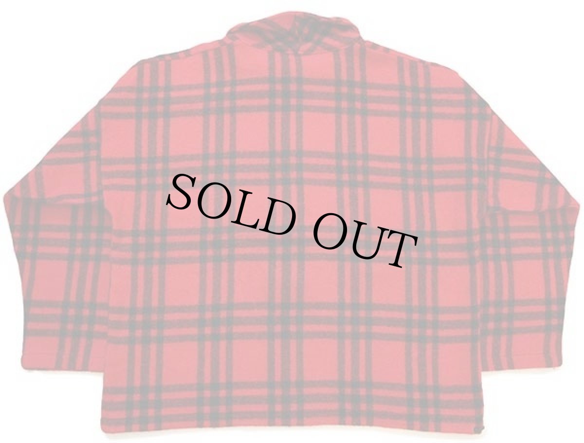 画像2: 80s USA製 Woolrichウールリッチ チェック プルオーバー ウールジャケット 赤×黒 XL (2)