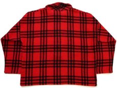 画像2: 80s USA製 Woolrichウールリッチ チェック プルオーバー ウールジャケット 赤×黒 XL (2)
