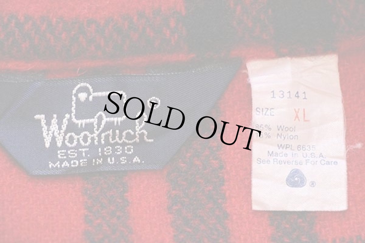 画像4: 80s USA製 Woolrichウールリッチ チェック プルオーバー ウールジャケット 赤×黒 XL (4)