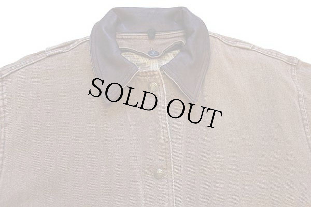 画像3: 90s Woolrichウールリッチ フォークロア柄 ウールライナー カラーデニム フィールドコート 茶 フェード★ジャケット (3)