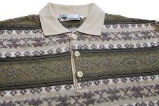 画像3: 90s イタリア製 Gio ferrari フォークロア柄 襟付き ウール×アクリルニット セーター XL★ポロシャツ (3)