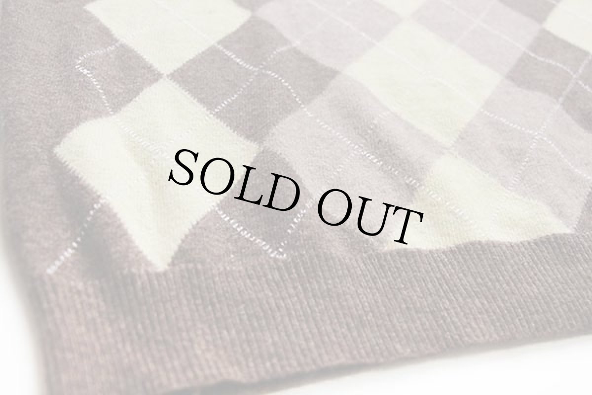 画像5: 90s イタリア製 UNKNOWN アーガイル柄 ウール×ナイロンニット ポロシャツ XL★セーター (5)