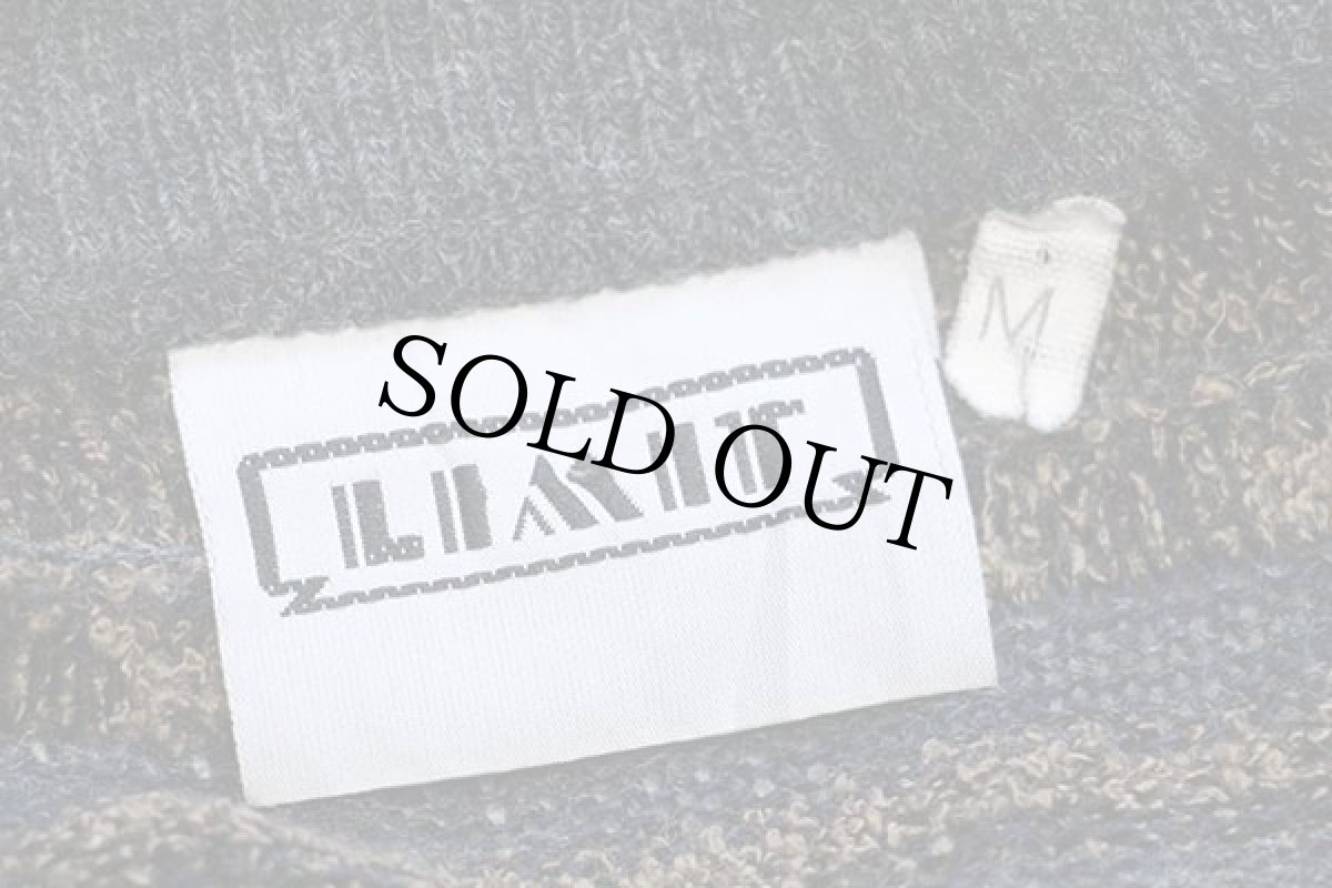 画像4: 90s LIMIT ラグ柄 パイル切り替え 襟付き ウール混 ニット セーター★ポロシャツ (4)