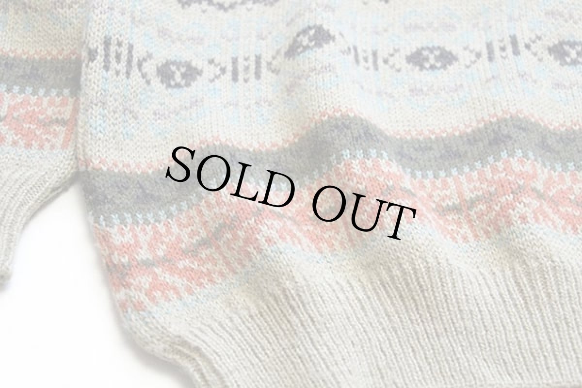 画像5: 90s イタリア製 ColeriGe ノルディック柄 襟付き ウール×アクリル×アルパカニット セーター L★ポロシャツ (5)