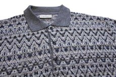 画像3: 90s イタリア製 RODES 編み柄 襟付き ウール×アクリルニット セーター L★A ポロシャツ (3)