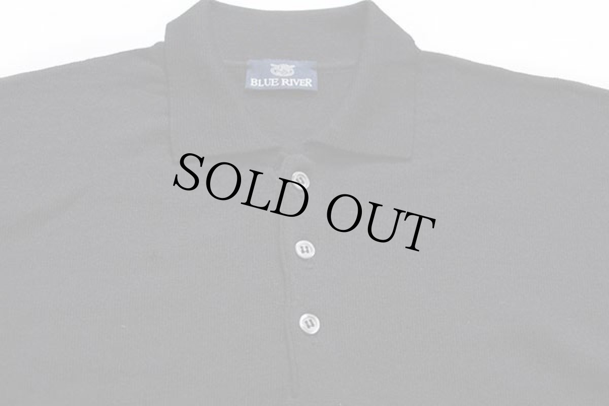 画像3: BLUE RIVER 無地 メリノウール×アクリルニット ポロシャツ 黒 M★セーター (3)