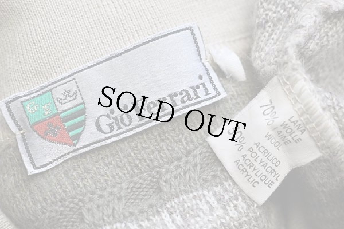 画像4: 90s イタリア製 Gio ferrari フォークロア柄 襟付き ウール×アクリルニット セーター XL★ポロシャツ (4)