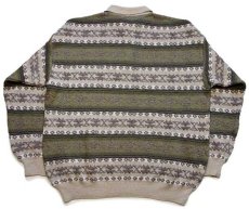 画像2: 90s イタリア製 Gio ferrari フォークロア柄 襟付き ウール×アクリルニット セーター XL★ポロシャツ (2)