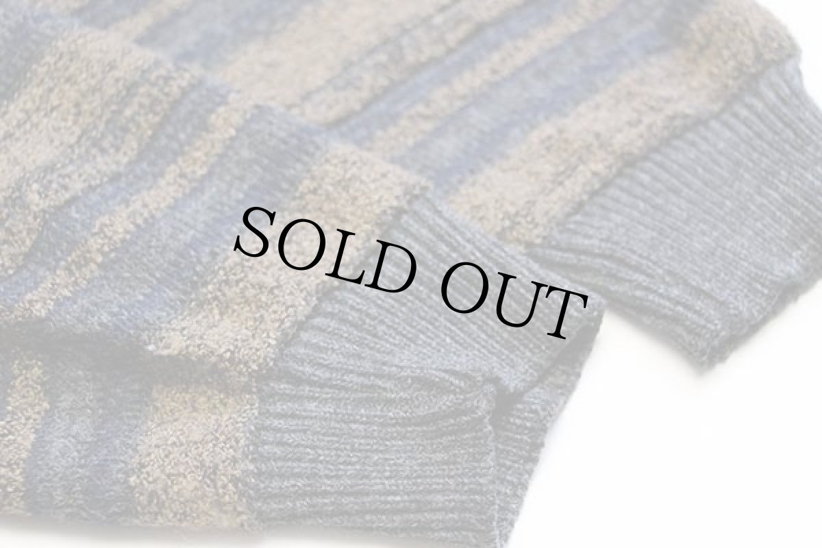 画像7: 90s LIMIT ラグ柄 パイル切り替え 襟付き ウール混 ニット セーター★ポロシャツ (7)