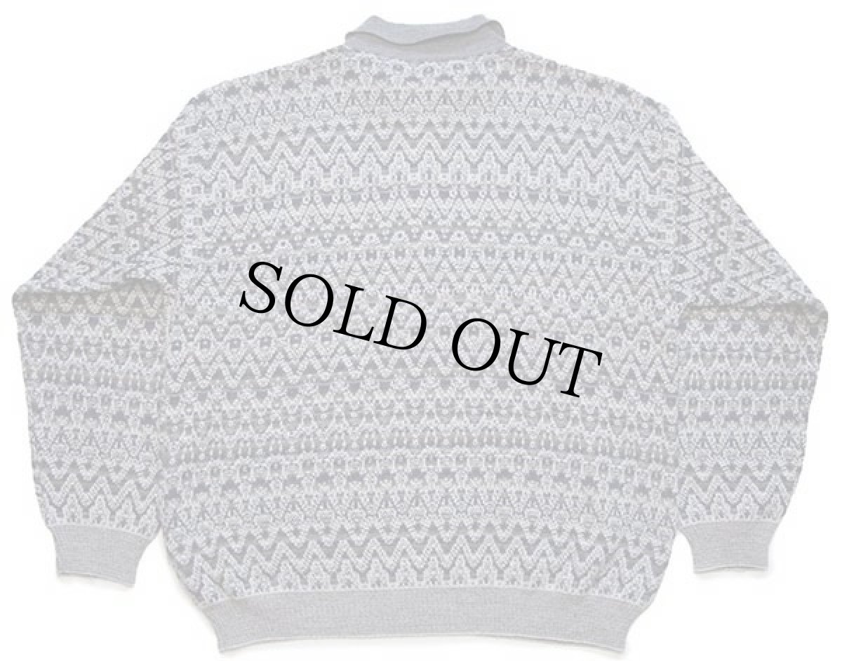 画像2: 90s イタリア製 RODES 編み柄 襟付き ウール×アクリルニット セーター L★A ポロシャツ (2)