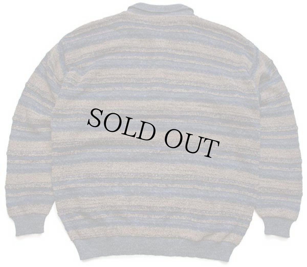 画像2: 90s LIMIT ラグ柄 パイル切り替え 襟付き ウール混 ニット セーター★ポロシャツ (2)