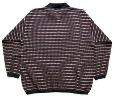 画像2: 90s イタリア製 UNKNOWN 編み柄 ウール×アクリルニット ポロシャツ L★セーター (2)