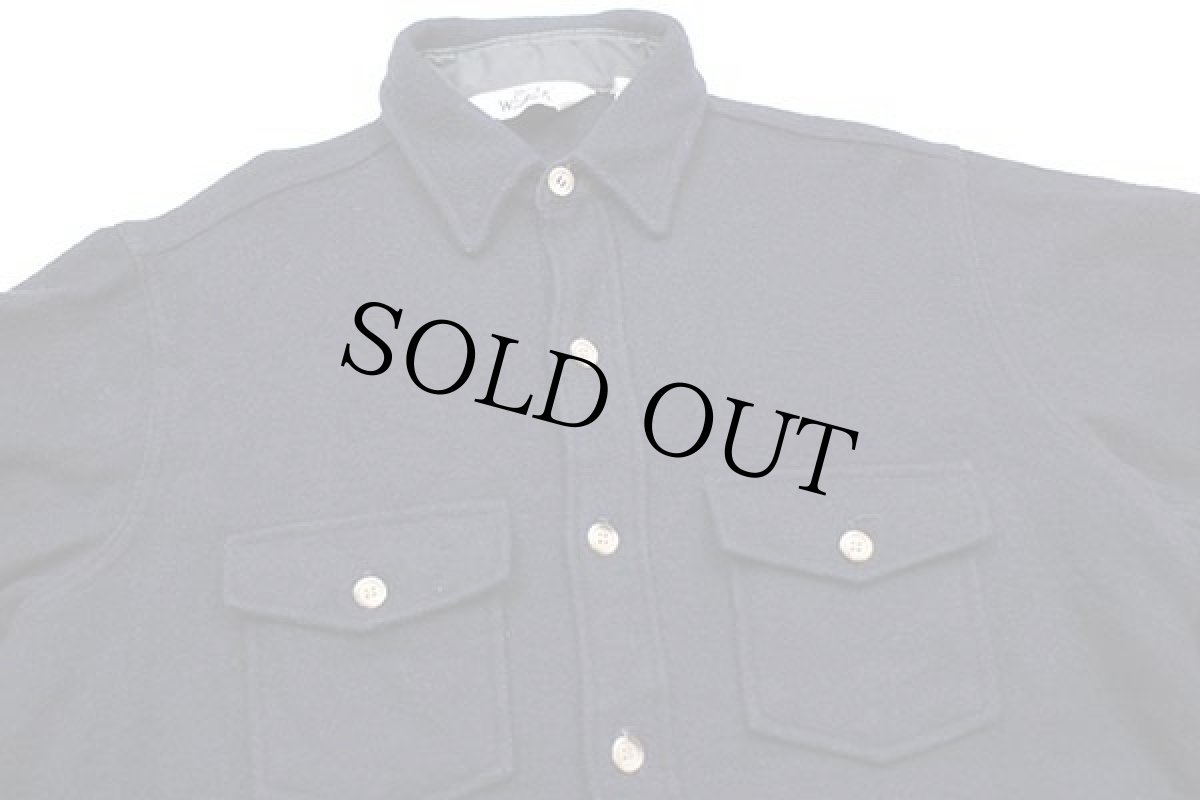 画像3: 70s USA製 Woolrichウールリッチ 無地 ウールシャツ 濃紺 M (3)