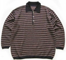 画像1: 90s イタリア製 UNKNOWN 編み柄 ウール×アクリルニット ポロシャツ L★セーター (1)