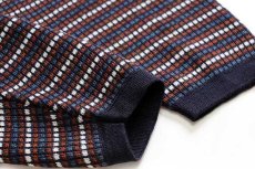 画像6: 90s イタリア製 UNKNOWN 編み柄 ウール×アクリルニット ポロシャツ L★セーター (6)