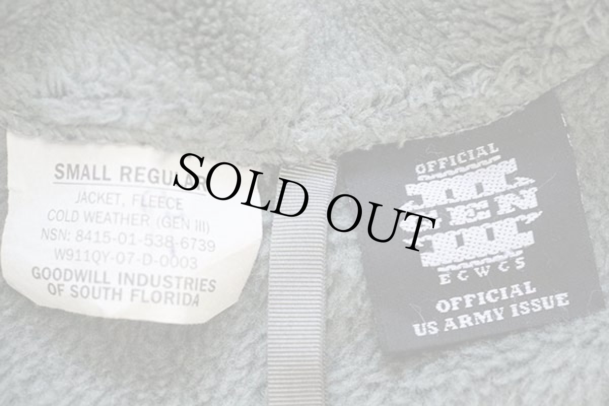 画像4: 00s 米軍 U.S.ARMY パッチ付き ECWCS GEN3 LEVEL3 POLARTEC フリースジャケット フォリアージグリーン S-R (4)