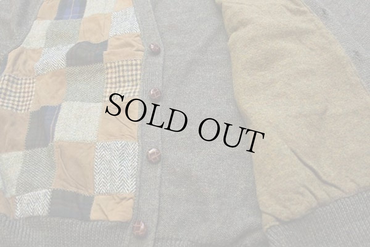 画像6: 90s イタリア製 JOHN ASHFIELD パッチワーク切り替え ウールニット カーディガン 52 (6)