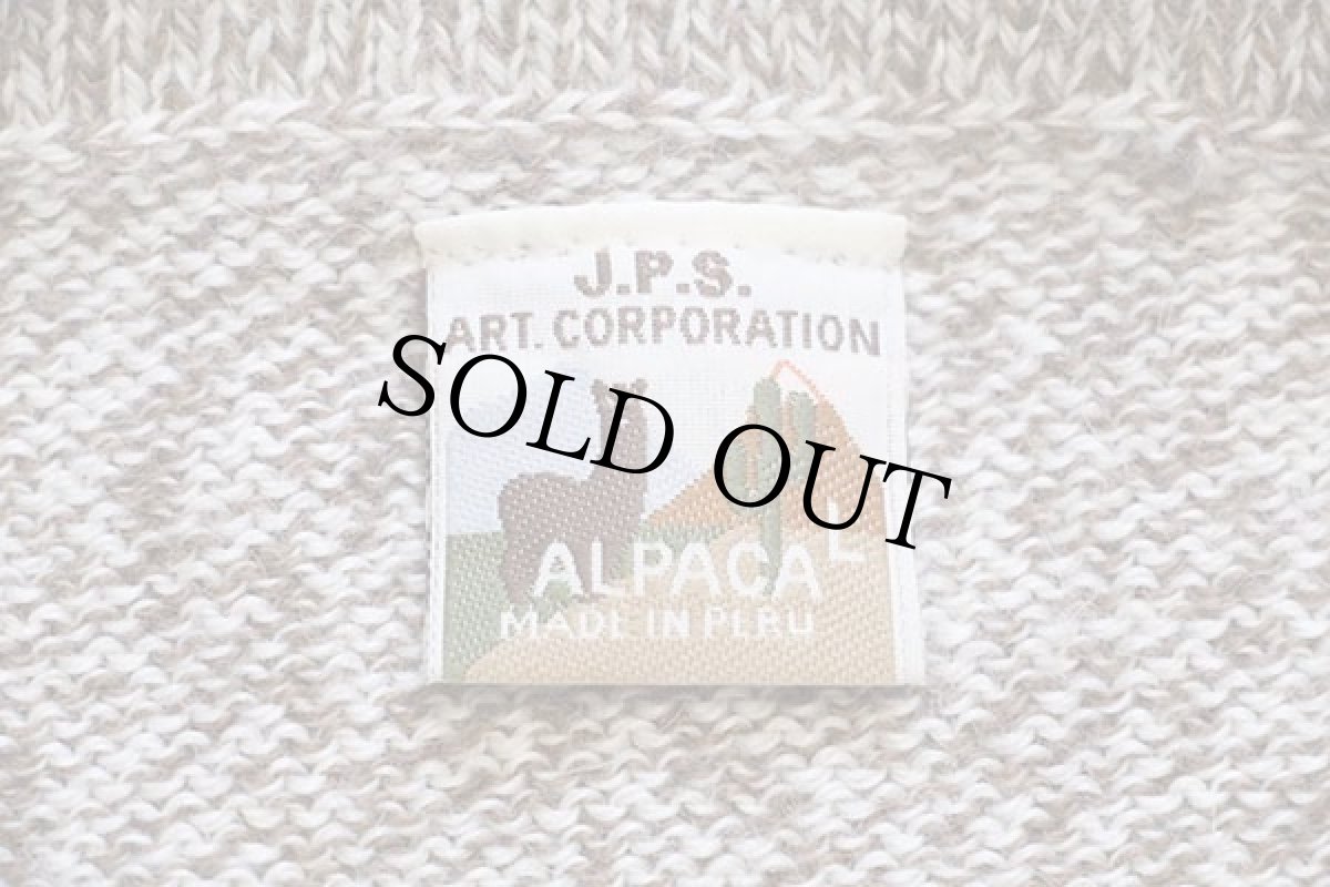 画像4: ペルー製 J.P.S. ノーカラー アルパカニット フルジップ セーター ブラウンベージュ ミックス L (4)