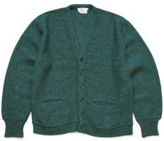画像1: 60s Gloray Knitting Mills ネップ入り ウール×アルパカ×アクリルニット カーディガン 緑 ミックス M (1)
