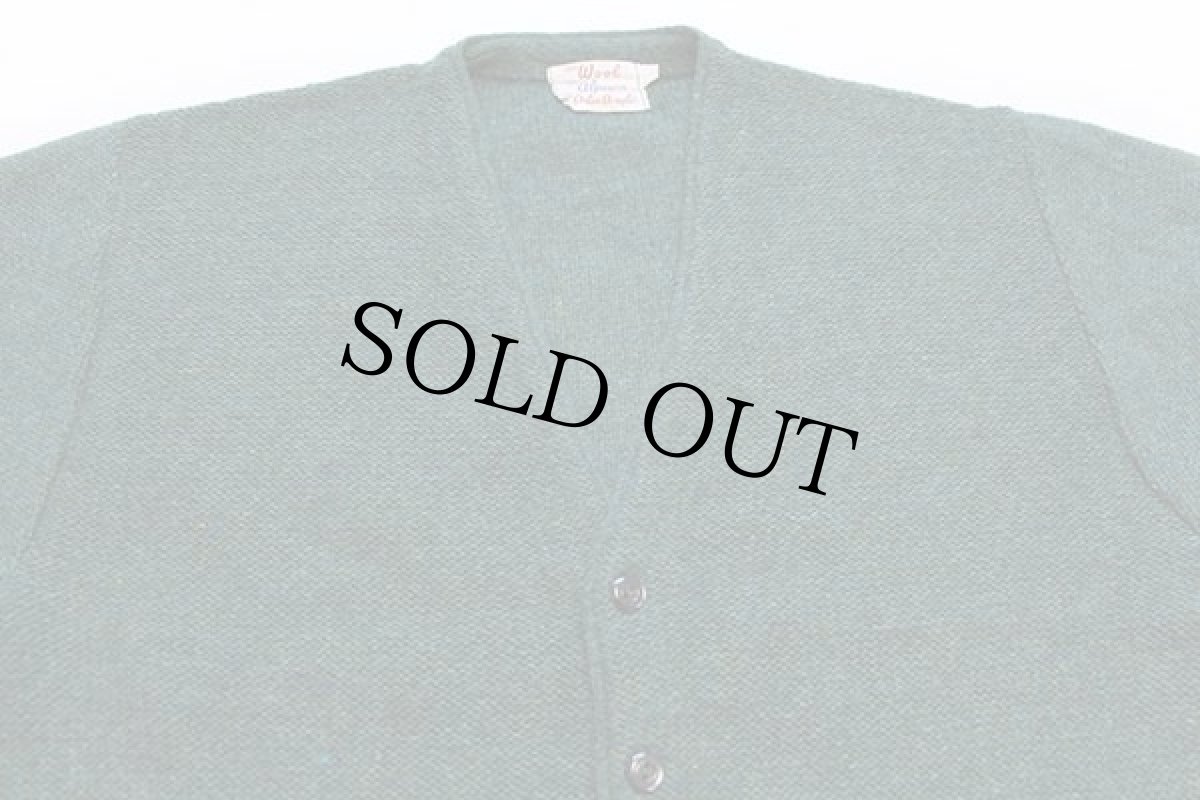 画像3: 60s Gloray Knitting Mills ネップ入り ウール×アルパカ×アクリルニット カーディガン 緑 ミックス M (3)